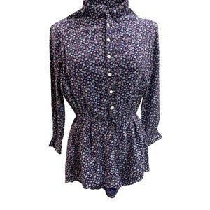 Size 10 Polo Ralph Lauren Girls Blue Floral Romper Long Sleeve